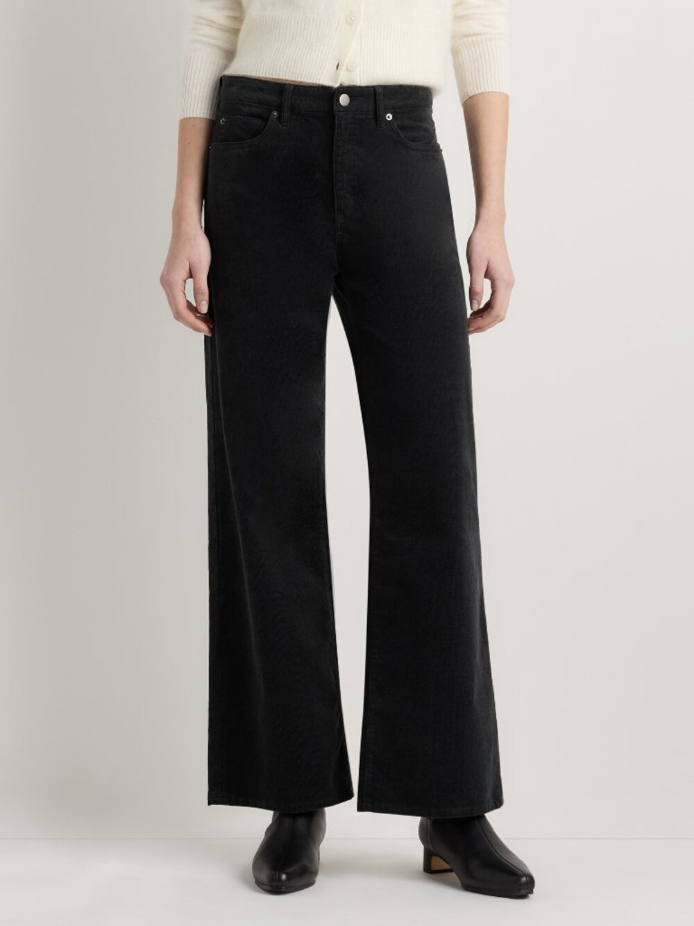 Corduroy Wide Leg Pants in Black